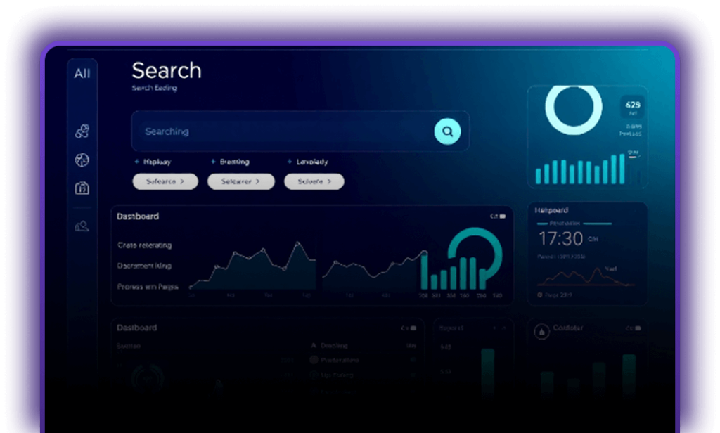 Dashboard preview of SearchShifter showing schema validation, citations, and AI visibility charts.